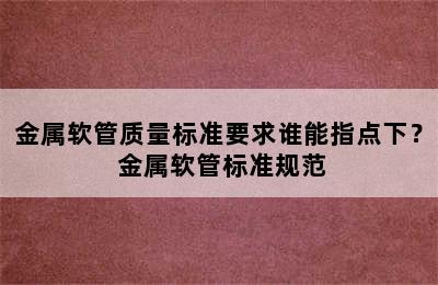 金属软管质量标准要求谁能指点下？ 金属软管标准规范